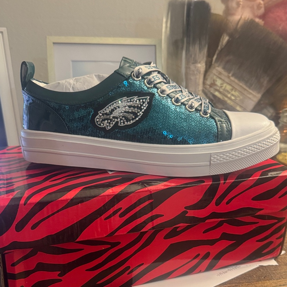 NFL Teal Sequin Women's EAGLES Sneakers